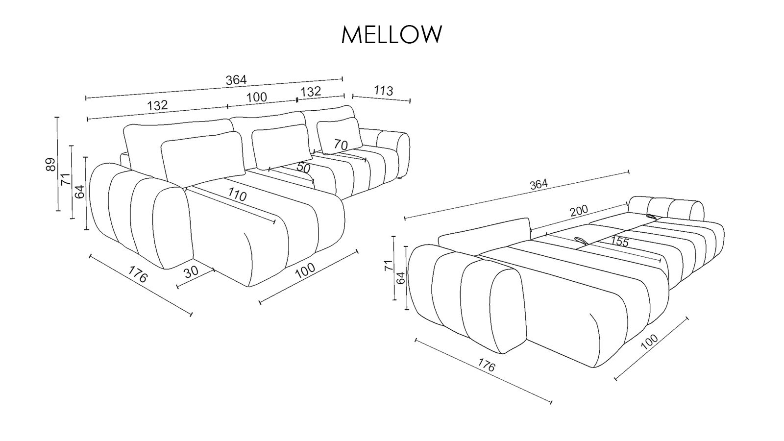 

Угловой диван Mellow, Светло-серый, Mellow