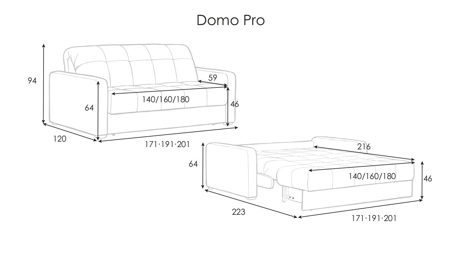 

Прямой диван Domo Pro с анатомическим матрасом, стежка квадрат, Сиреневый, Domo Pro с анатомическим матрасом, стежка квадрат