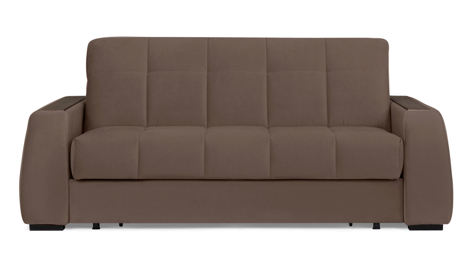 Прямой диван Domo Pro с анатомическим матрасом и накладкой цвет Венге, стежка квадрат