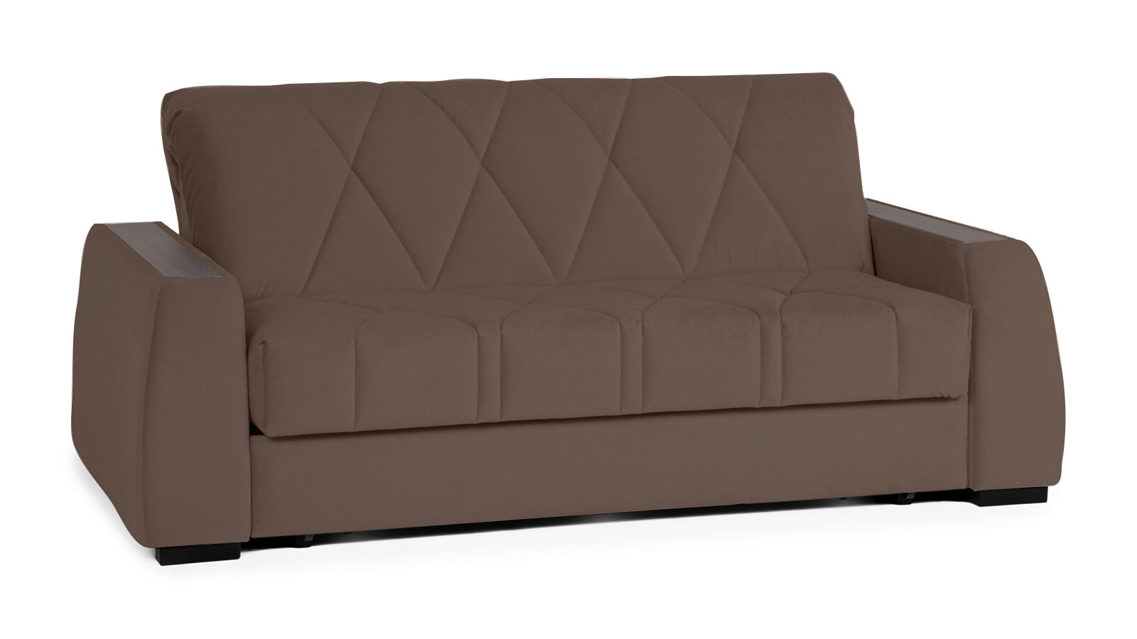 Прямой диван Domo Pro с анатомическим матрасом и накладкой цвет Венге, стежка ромб