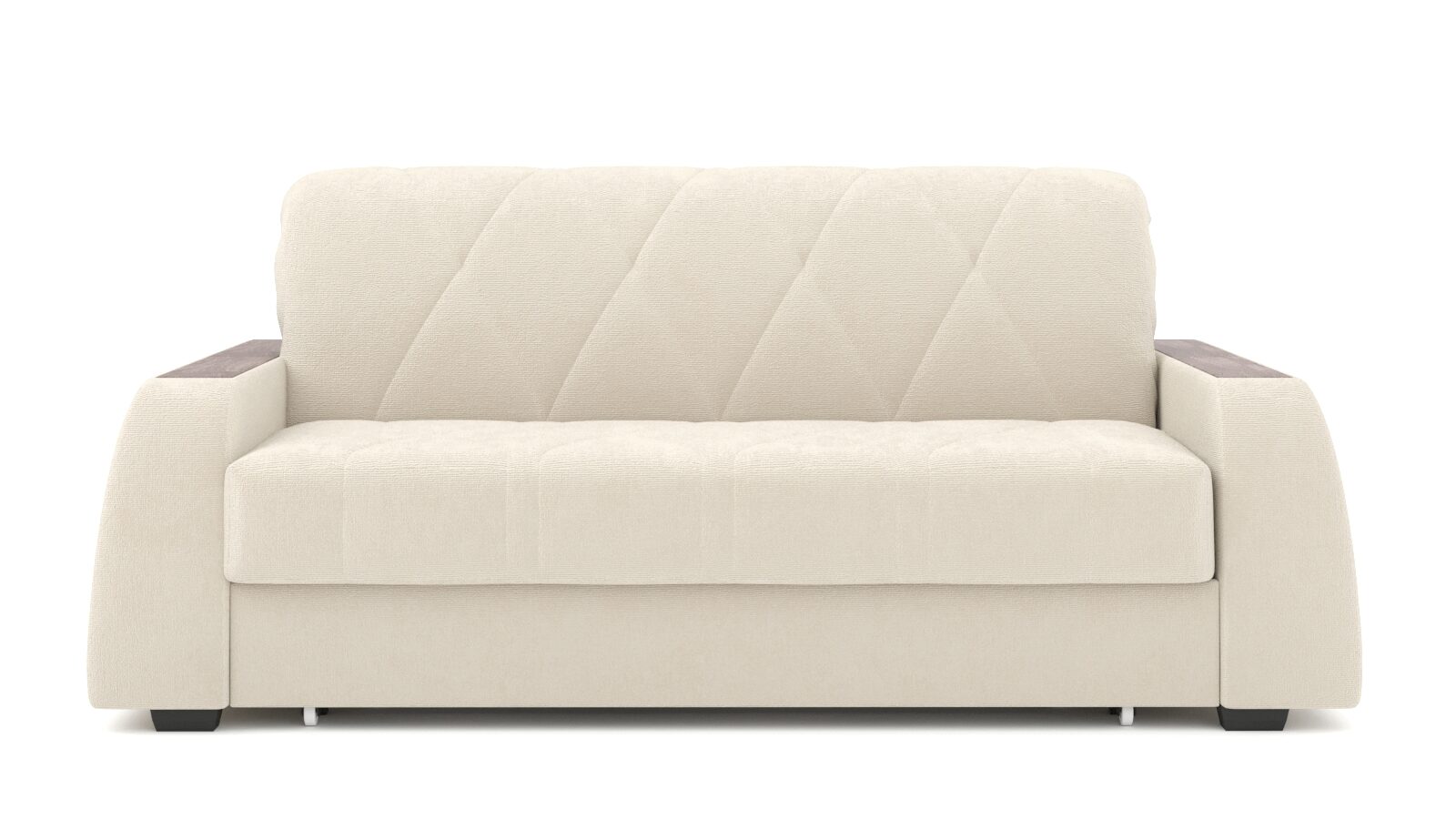 Прямой диван Domo Pro с анатомическим матрасом и накладкой цвет Ясень, стежка ромб