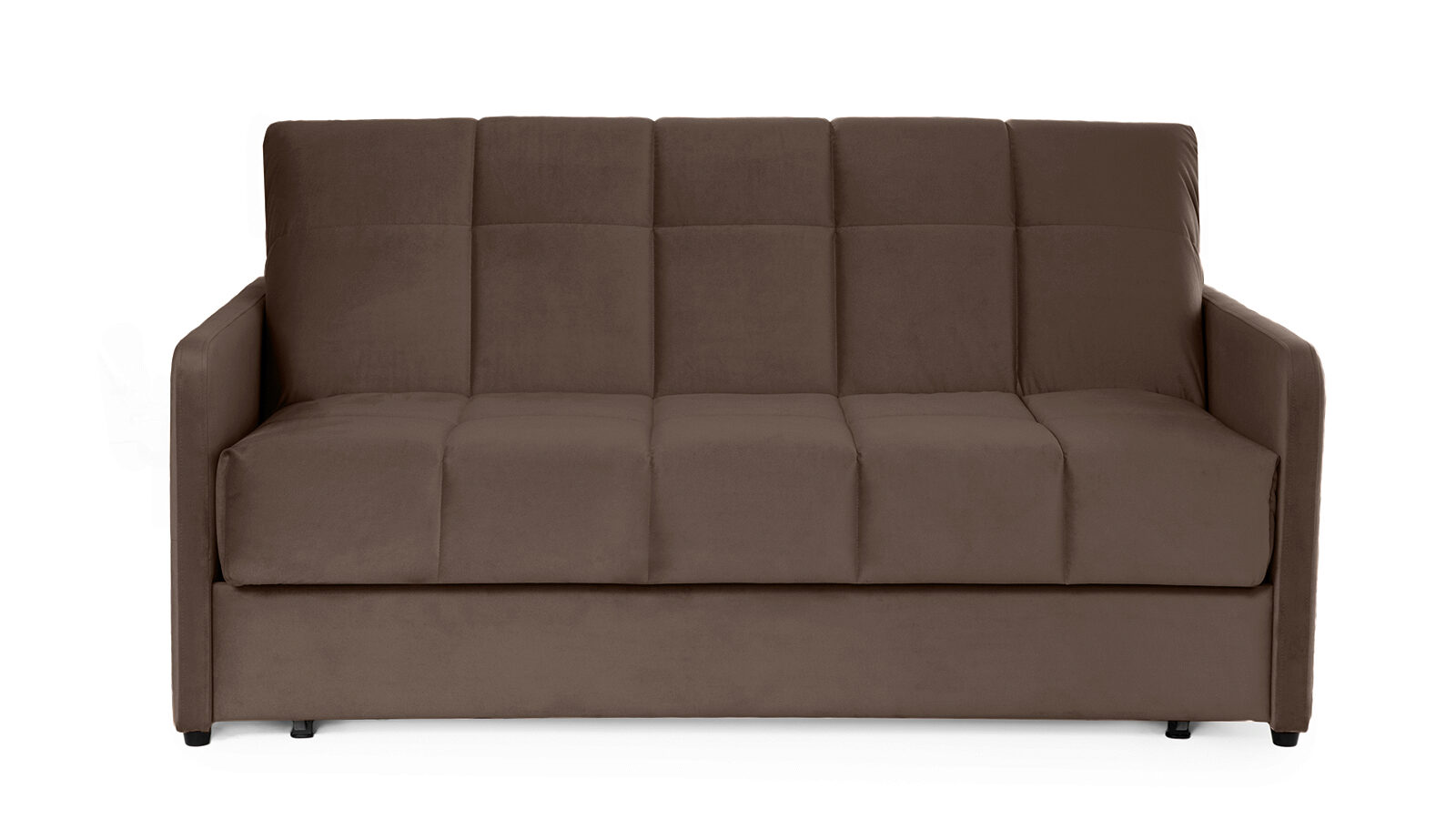 Прямой диван Domo Pro с анатомическим матрасом и узкими подлокотниками, стежка квадрат