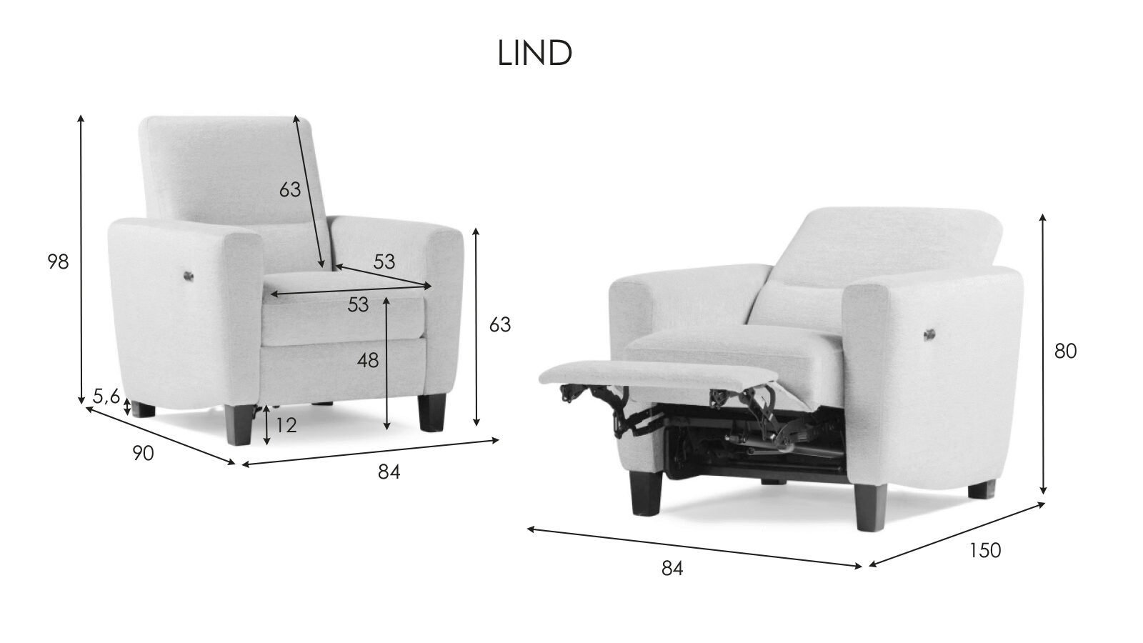 

Кресло-реклайнер Lind, Синий, Lind
