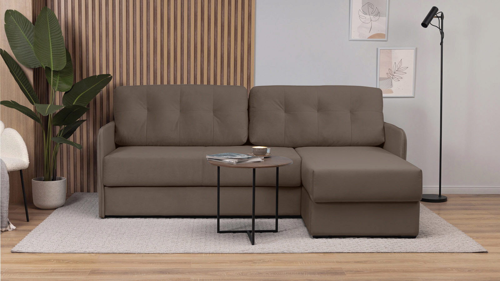 

Угловой диван Loko Pro с анатомическим матрасом и узкими подлокотниками, Бежевый, Loko Pro с анатомическим матрасом и узкими подлокотниками