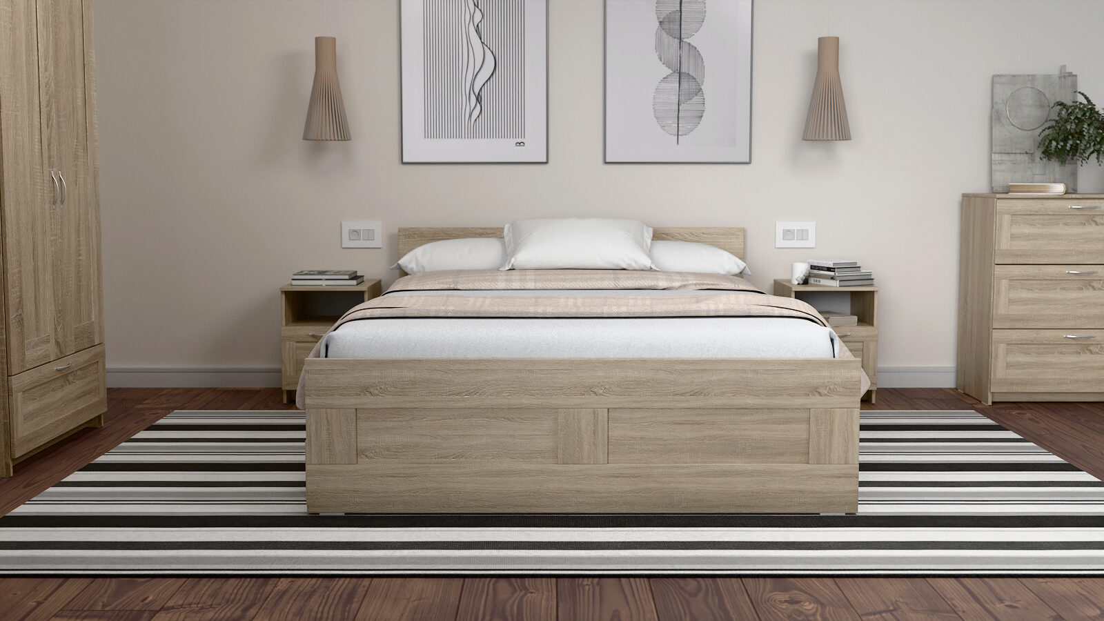 

Кровать с 4мя ящиками Istra Pro, цвет Сонома, Istra Pro, цвет Сонома