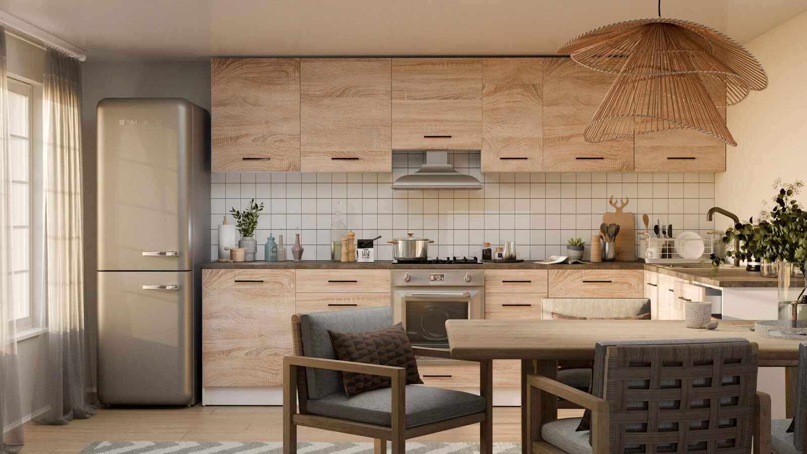 

Кухонный модульный гарнитур угловой Sonoma 1,8 х 1,6 м, Sonoma 1,8 х 1,6 м