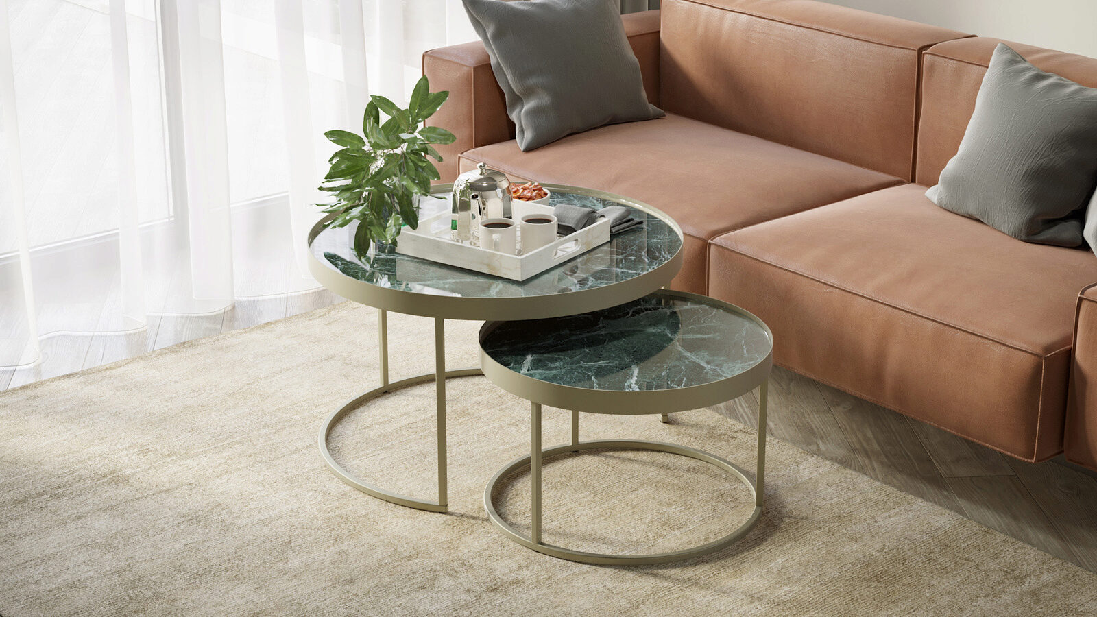 

Комплект журнальных столов Modesta, цвет зеленый мрамор/титан, Modesta, цвет зеленый мрамор/титан