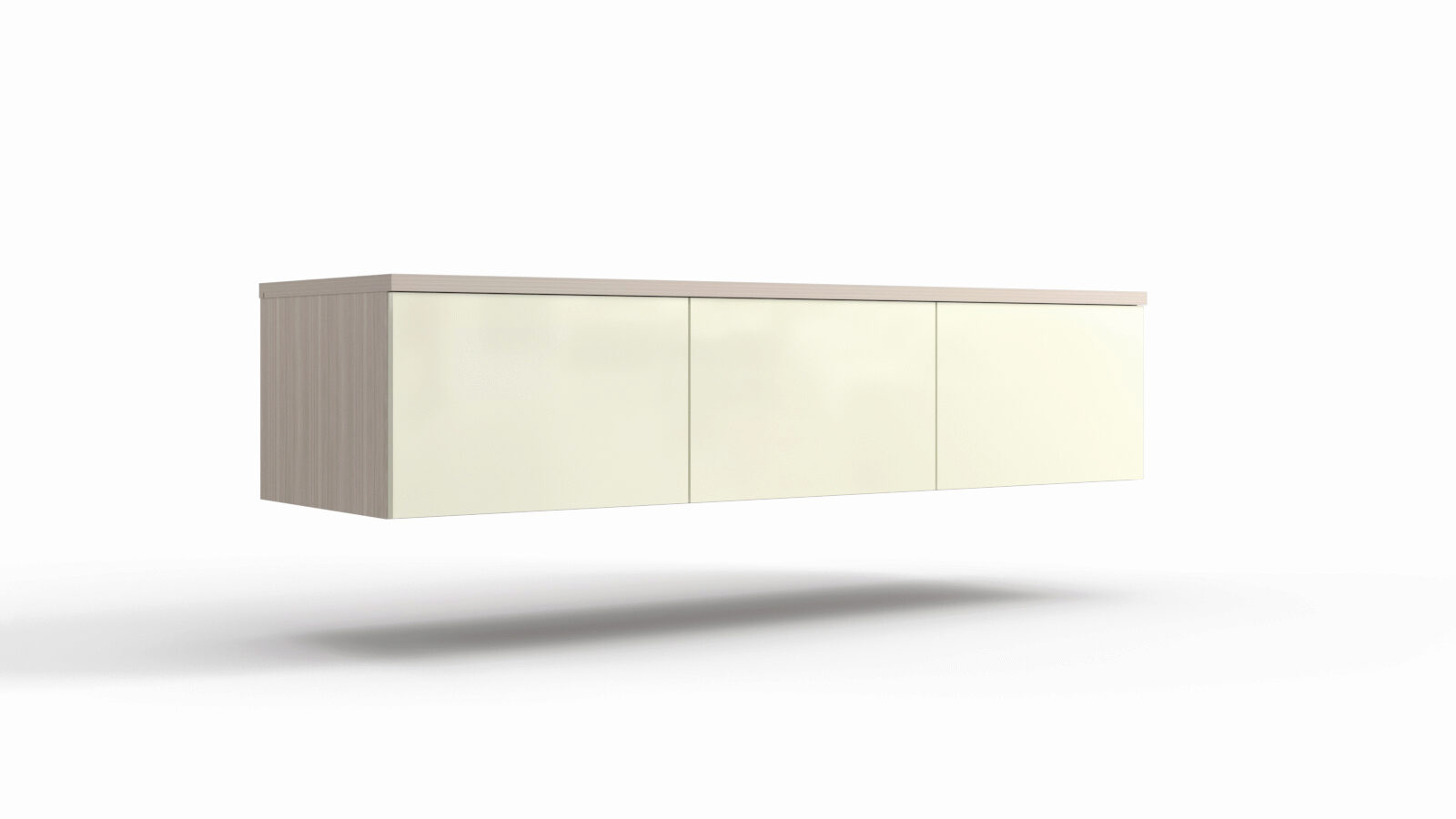 

Тумба под ТВ навесная Space Solutions Ice Ясень Шимо Светлый Ваниль глянец, Space Solutions Ice Ясень Шимо Светлый Ваниль глянец