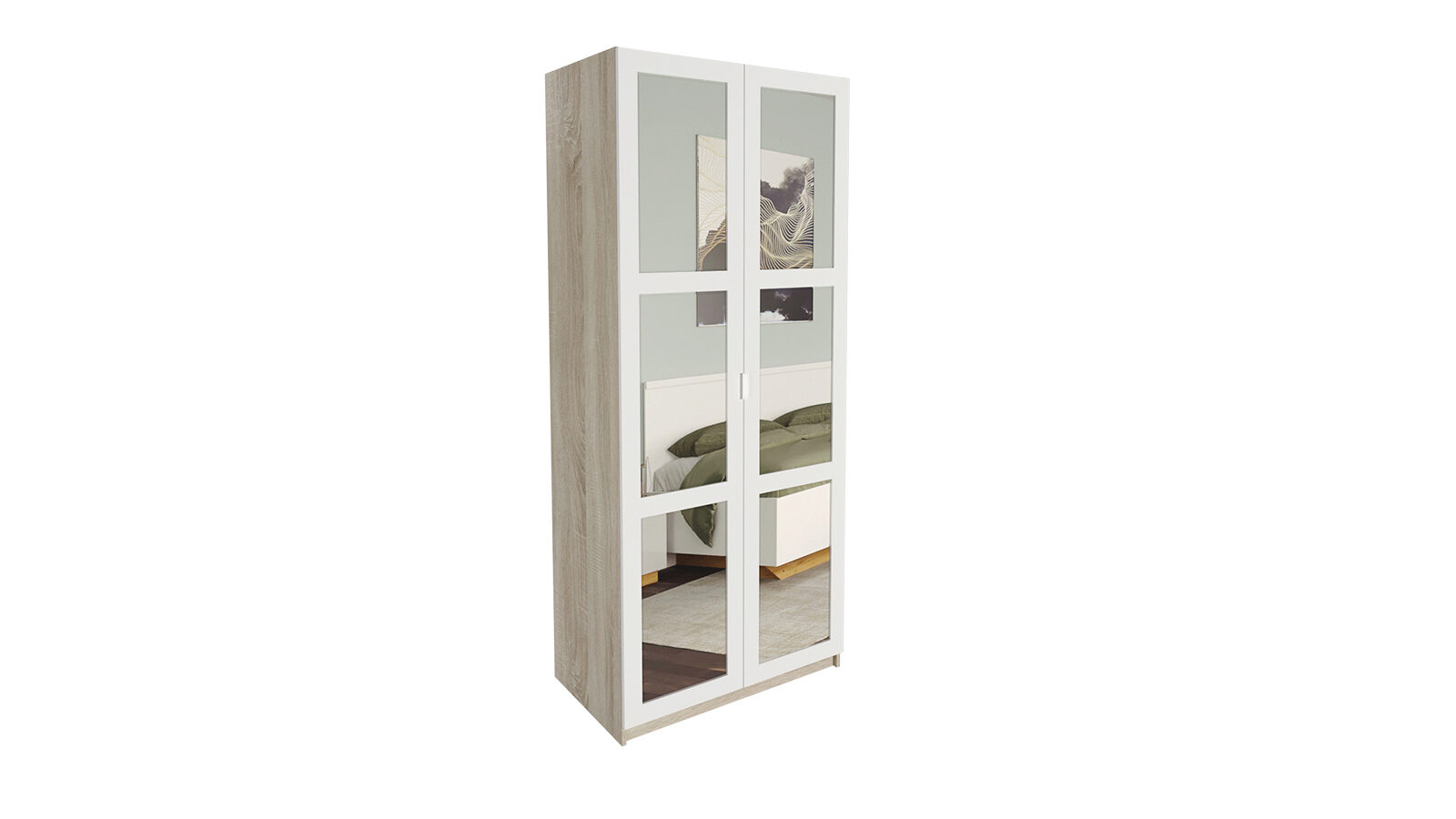 Гардеробная Keep (Кип), распашная, модуль 100*236*058, набор 2, цвет Дуб новато светлый, Дверь МДФ 3.2 Белый