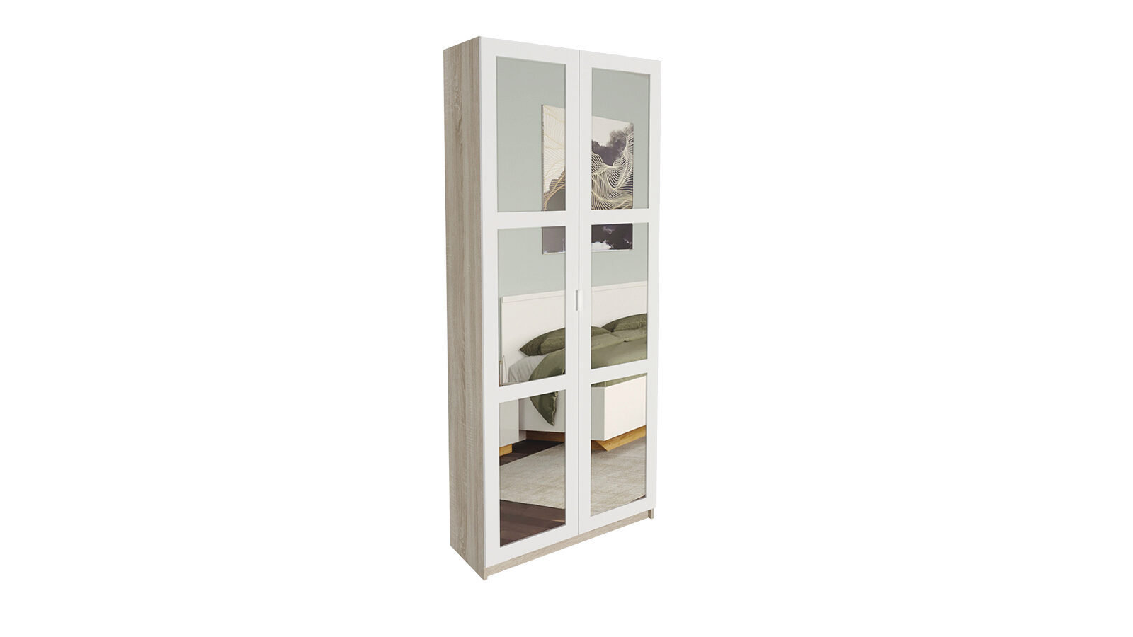 Гардеробная Keep (Кип), распашная, модуль 100*236*035, набор 2, цвет Дуб новато светлый, Дверь МДФ 3.2 Белый