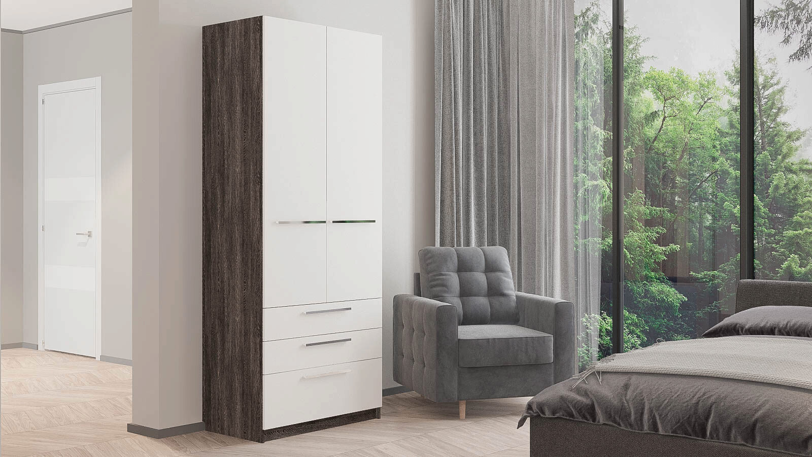 

Шкаф двухдверный Noble 90 см с ящиками, цвет Венге Белый, Noble 90 см с ящиками, цвет Венге Белый