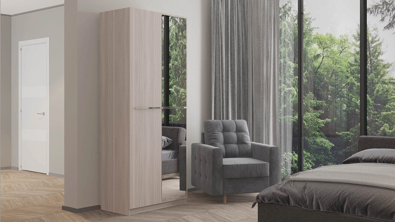 

Шкаф двухдверный с зеркалом Noble 90 см, цвет Ясень, Noble 90 см, цвет Ясень